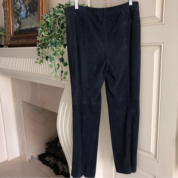 Worth Collection Dark Blue Suede Leather Pants New Size 10 - Picture 2 of 10